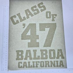 Iron On Heat Transfer  Good For T-shirts Sweaters Jackets T Shirt Design Size Is About 12x10  Class Of 47 #293