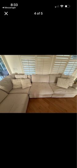 Large L Shaped Cream Beige Sectional Sofa
