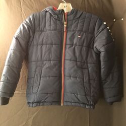 Tommy Hilfiger Youth Boys 5/6 (XS) Blue Puffer Jacket Hooded Fleece Lined