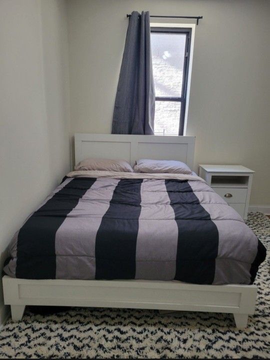 Double Framed Wood Platform Bed with Headboard