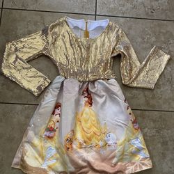 Beauty Belle Gold Sequins Ocasión Girl Dress M 8-9 