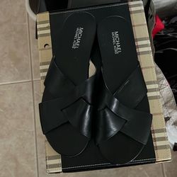 Michael Kors Black Leather Sandals New