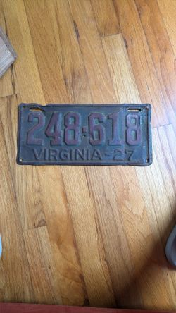 1927 VA License Plate