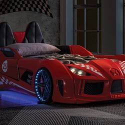 Brand New Red Race Car Design Twin Bed Frame 