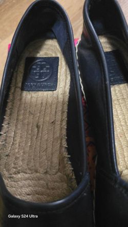 Tory Burch Navy Blue Leather Espadrille Flats – Size 9.5