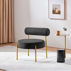Modern Tufted Vanity Chair with Gold Legs for Bedroom Makeup Room Home Office, Black