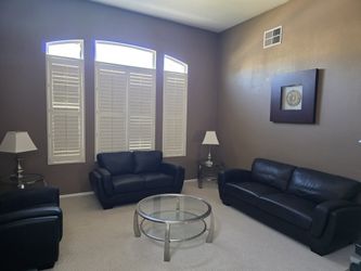 Black Faux Leather Sofa Set