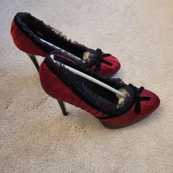 Red Heels With Lace Size 7 Us