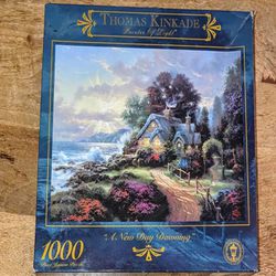 New Vintage Sealed Tho,as Kinkade 1000 Piece Puzzle A New Dawning Day 