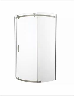 Delta 38 in. W x 72 in. H Round Sliding Frameless Corner Shower Enclosure in Stainless with Clear Glass