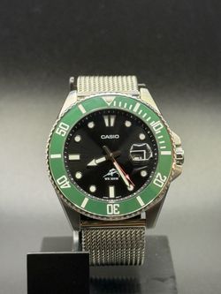 Casio Duro MDV106 Sapphire Crystal Green Diver Watch Steel Mesh