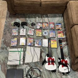 Ps2 With Games And Guitar Hero