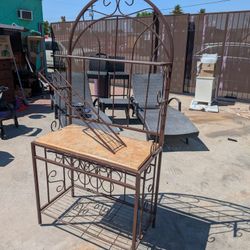 Antique Retro Bakers Rack Microwave Wine Kitchen 