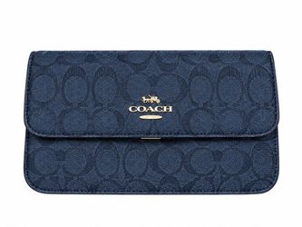 Coach Signature Clutch Wallet in Navy
