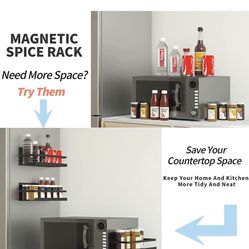 Magnetic Spice Rack for Refrigerator,Heave Duty Magnetic Shelf For Kitchen With Strong Magentic Storage Organizer ,Fridge Spice Rack for Cabinet,Space