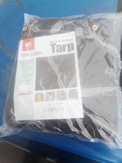 Tarp 12ft X 20 ft mesh allows ventilation color black blocks out 60-70 % of the sun s rays