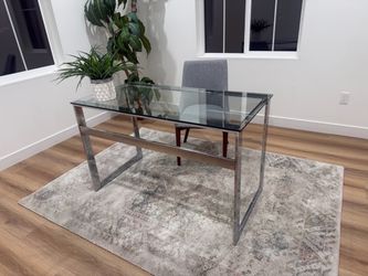 Glass Top Desk with Chrome Frame