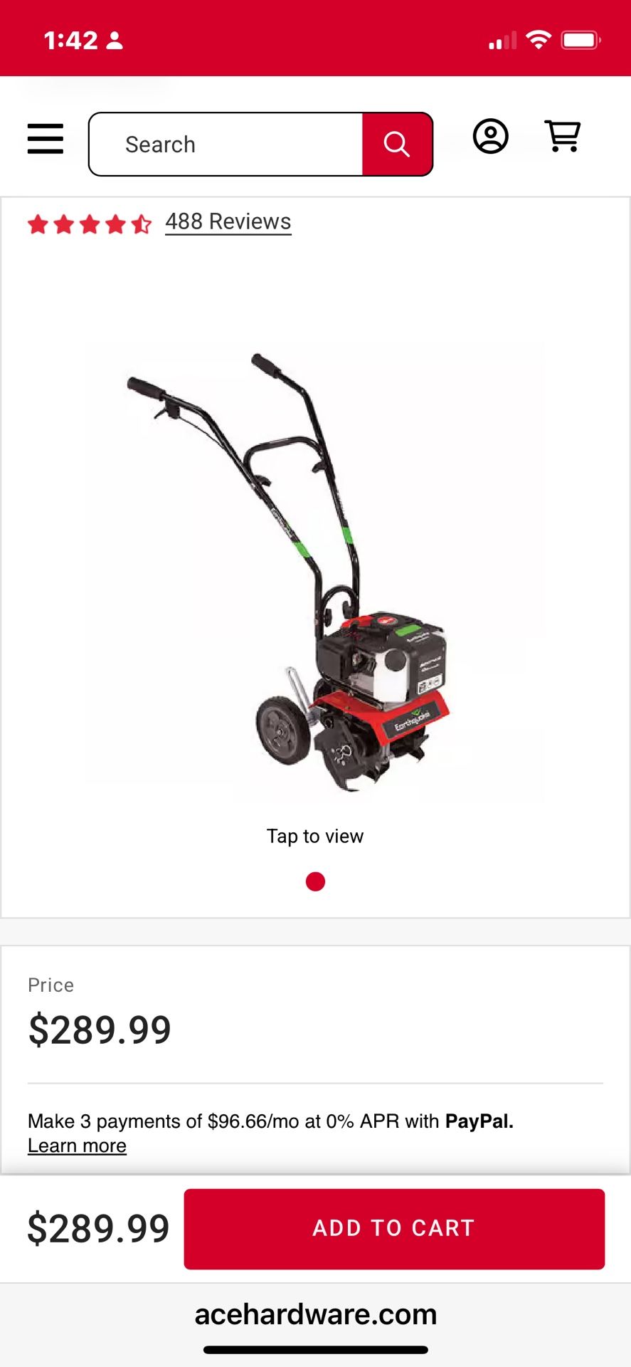 Earthquake 8-inch cultivator, 2-stroke, 43cc