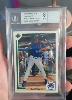 1991 UPPER DECK

FINAL EDITION

#87F KEN GRIFFEY JR (GAME USED JERSEY PIECE IN SLAB) 8 MINT