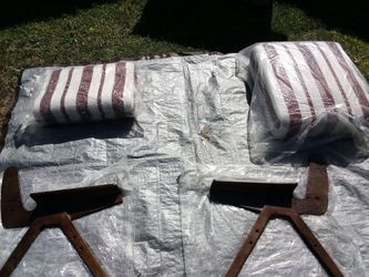 Wooden Chair Frames with Striped Cushions