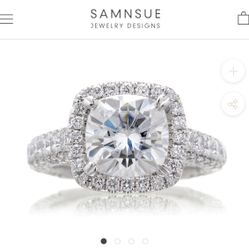 2.5 Cushion Cut Moissanite With Diamond enhancer Bands 