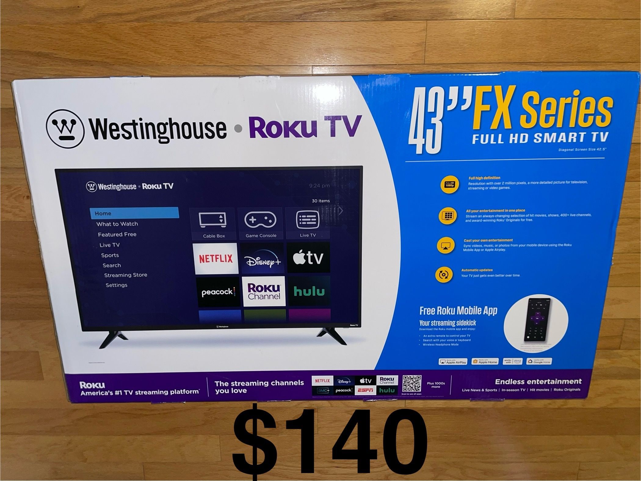 Westinghouse Roku HD TV 43 Inch Smart TV 1080P Brand New Sealed In Box. CASH ONLY. PRICE IS FIRM. NO TRADES. For pickup in Carrollwood