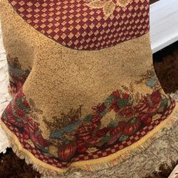 Vintage Tapestry Tablecloth Made In Italy Autum Xmas 62" Round