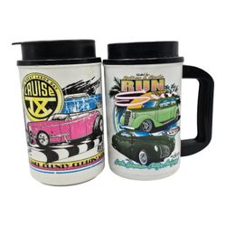 Lot of 2 Thermos Whirley Cups - The Great Cruise 9th & Relics & Rods Run To Sun