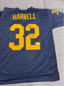 Jaylen Harrell Signed Autograph Custom Jersey Inscribed- Schwartz Coa-Michigan