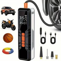 Tire Inflator Portable Air Compressor,150PSI Cordless Air Pump for Car Tires,Battery & 12V DC Dual Power Electric Bike Tire Pump with Digital Pressure