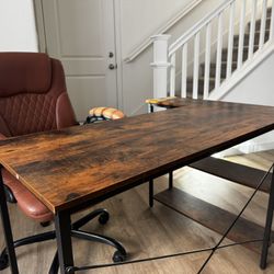 Almost New 47-inch L-Shaped Desk With Leather Chair And Bonus Desktop Heater