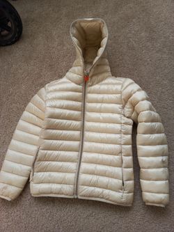 Cream Lightweight Hooded Puffer Jacket