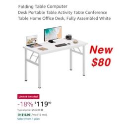 New  White Folding Table $80 Pick Up East Palmdale 