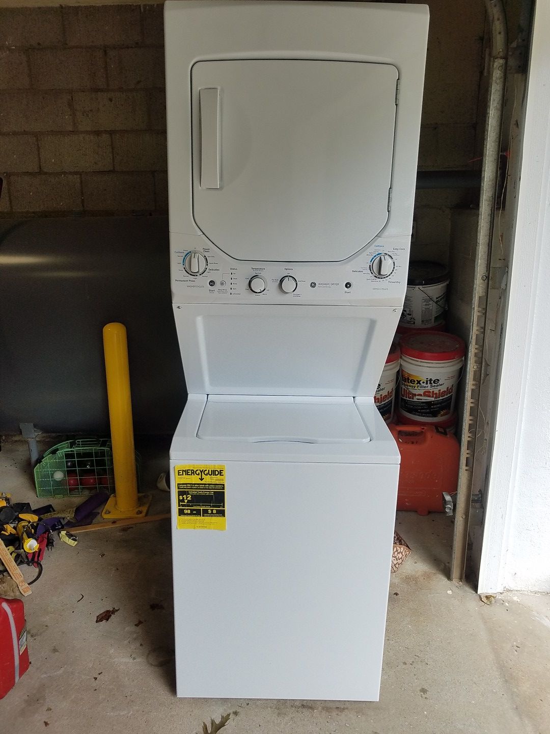 GE stackable washer dryer like new. Only used couple months