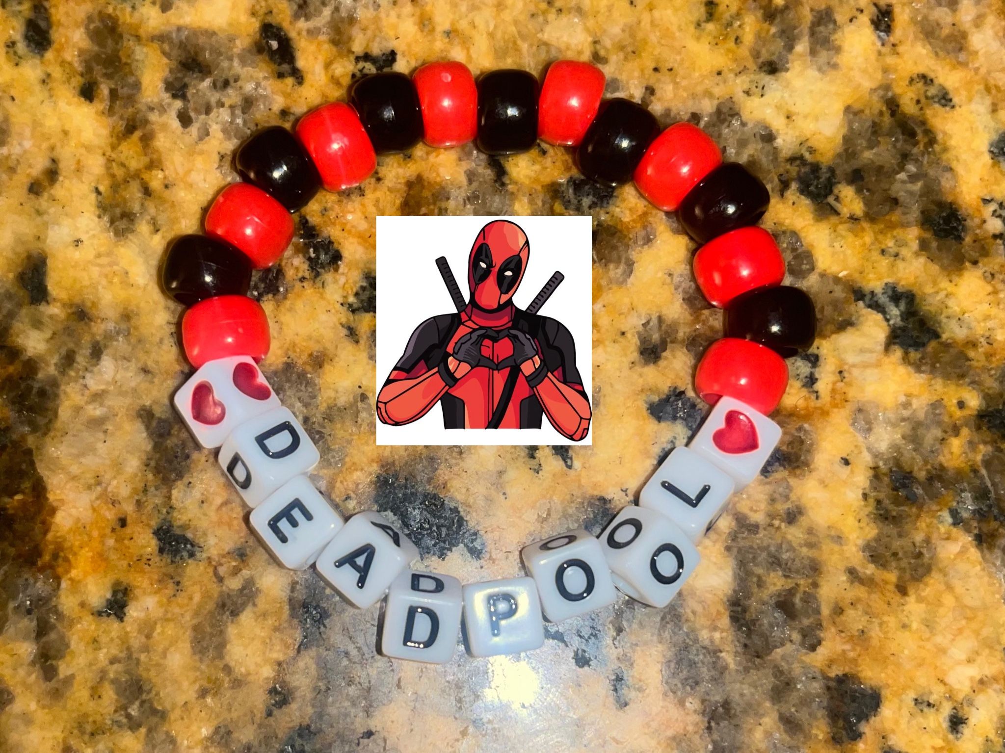 Handmade Dead Pool Theme Beads Bracelet 