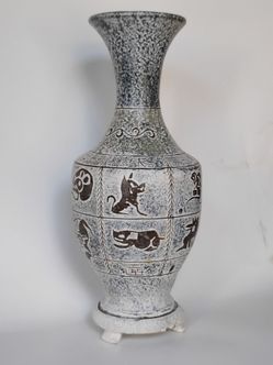 10" Chinese STONE Carved Vase- 12 Chinese Zodiac Tripod Heavy Horoscope