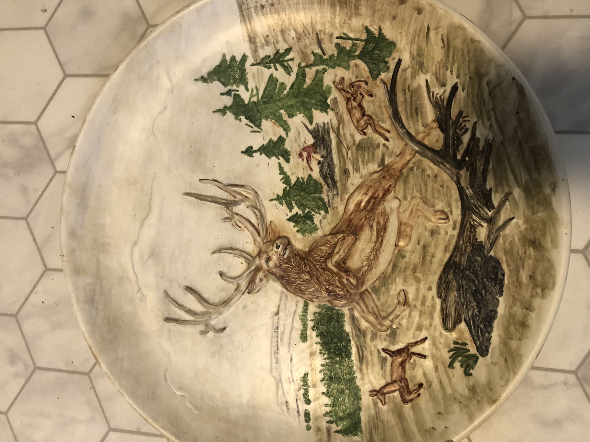 Vintage Deer Plate 15 1/2”
