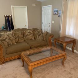 Glass Coffee Table, End Table And Couch