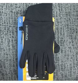 HEAD Men's Full Finger Running Gloves Black Large Touchscreen Silicone Fleece