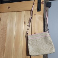 Coach Pink And Brown Crossbody Purse 