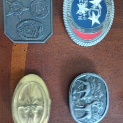 Vintage Lot Of 4 1970s Belt Buckles 