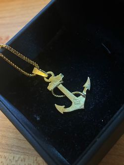 14k IF&CO gold anchor pendant w/ chain