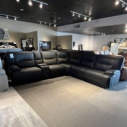 Black 6pc Power Reclining Sectional Couch