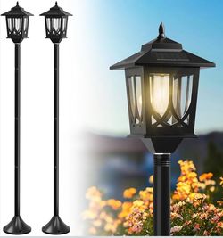 63" Solar Lamp Post Light 2 Pack, Solar Light Posts for Outside Waterproof