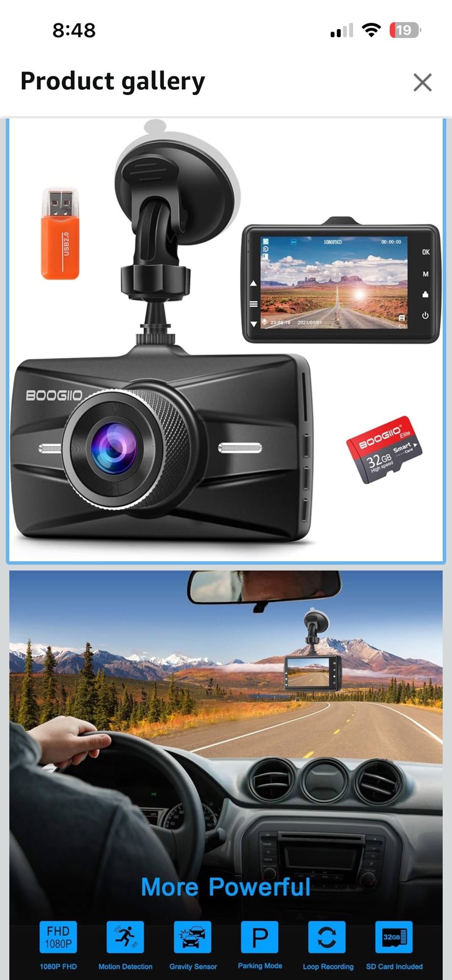 Boogiio Dash Camera 
