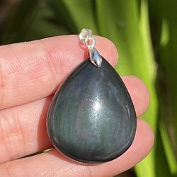 Sterling Silver Rainbow Obsidian Pendant