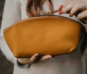 Leather makeup bag