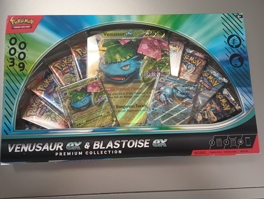 New Pokemon TCG: Venusaur ex & Blastoise ex Premium Collection - 10 Packs, Promos