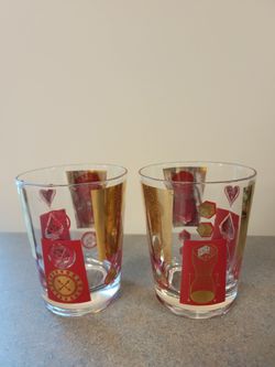 vintage MCM Orange Gold Low Ball Glassware Barware