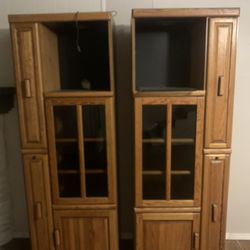 Pair of Oak Wood Media Towers 